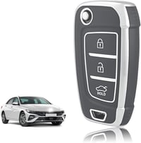 TOOMUME TPU Autókulcs Tok Hyundai i30 ix35 Kona Tucson Elantra Sonata Creta Verna Flip Kulcshoz - Silver-grey 1
