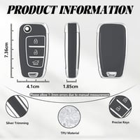 TOOMUME TPU Autókulcs Tok Hyundai i30 ix35 Kona Tucson Elantra Sonata Creta Verna Flip Kulcshoz - Silver-grey 2