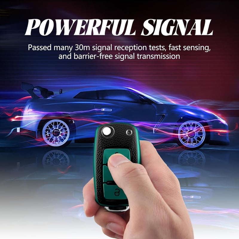 TOOMUME TPU Bőr Autókulcs Tok VW Golf Polo Passat Skoda Fabia Seat Ibiza - TPU Leder, Green