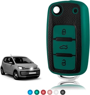 TOOMUME TPU bőr autókulcs tok VW/Skoda/Seat modellekhez - zöld