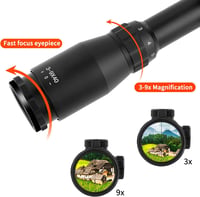 ToopMount 3-9x40 Airsoft Távcső Lila Lencsebevonattal és Gyorscserélhető Fedéllel 3