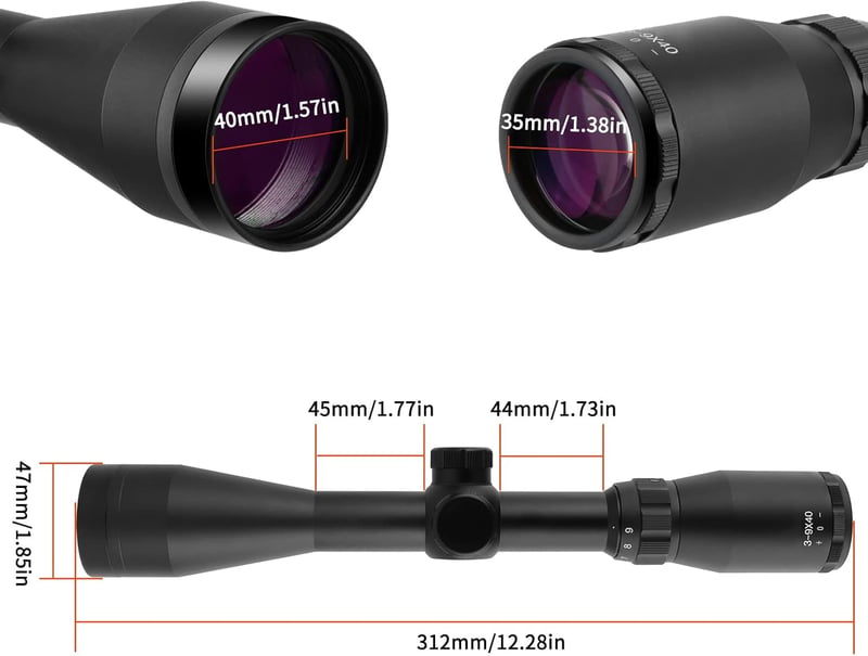 ToopMount 3-9x40 Airsoft Távcső Lila Lencsebevonattal és Gyorscserélhető Fedéllel