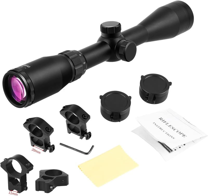 ToopMount 3-9x40 Airsoft Távcső Lila Lencsebevonattal és Gyorscserélhető Fedéllel