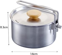 TOOSOAR Rozsdamentes Acél Túrafőző Edény 1000ml - Összecsukható Fogantyúval és Fedéllel, Kempingezéshez, Túrázáshoz, Piknikezéshez 5