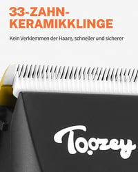 Toozey Professzionális Kutyanyíró - 7500 RPM Erős Motor, Csendes Működés, 33 Fogas Titán-Kerámia Penge, Vezeték Nélküli, Macskákhoz is, 6 Vá 3