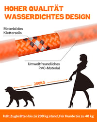 Toozey Stopovacie vodítko pre psov – 20 m, oranžové, vodoodolné a reflexné, ľahké a pevné výcvikové vodítko s mäkkou rukoväťou, pre malé, stredné a veľké psy 2