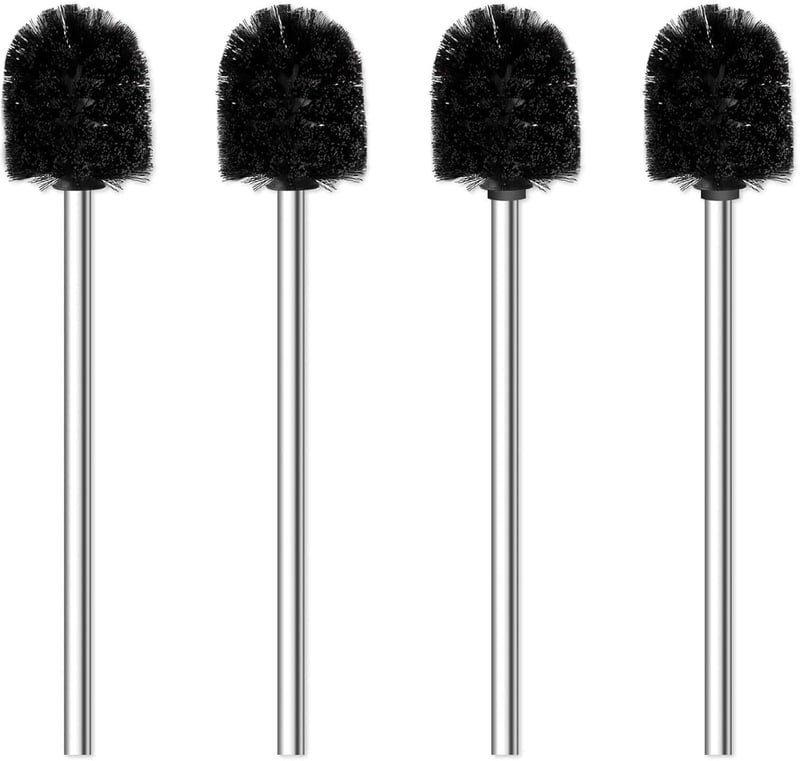 Top-spring WC kefe szett 4 darab rozsdamentes acél nyéllel, 7,5 cm átmérő, fürdőszobai kefe - Bürstenkopf Ø 7,5 cm, 4 Pieces, Diameter 7.5 Cm, Black