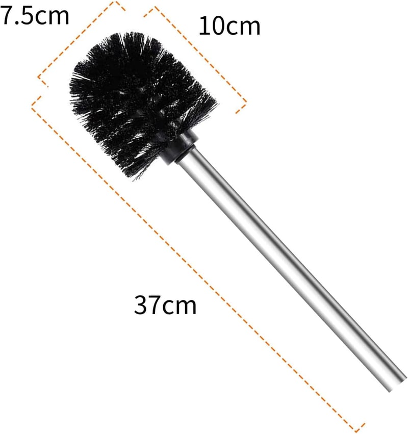 Top-spring WC kefe szett 4 darab rozsdamentes acél nyéllel, 7,5 cm átmérő, fürdőszobai kefe - Bürstenkopf Ø 7,5 cm, 4 Pieces, Diameter 7.5 Cm, Black