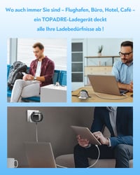 TOPADRE 3 v 1 65W USB-C nabíjačka pre Apple Watch, iPhone, AirPods, MacBook, iPad Pro, Air, iWatch 11/10/9/8/7/Ultra/SE, PD 3.0 rýchlonabíjačka, biela 6