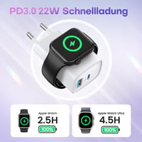 TOPADRE 3 v 1 Nabíjačka na Apple Watch s 20W USB-C rýchlonabíjačkou, kompatibilná s iPhone 17/16/15/14/13, AirPods a iPad, 1 m kábel, biela 2
