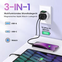 TOPADRE 3 v 1 Nabíjačka na Apple Watch s 20W USB-C rýchlonabíjačkou, kompatibilná s iPhone 17/16/15/14/13, AirPods a iPad, 1 m kábel, biela 4