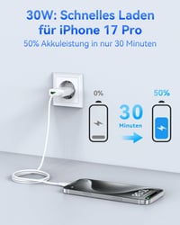 TOPADRE 30W USB-C rýchlonabíjačka, mini adaptér, kompatibilná s iPhone 17/16, kompaktná sieťová nabíjačka 3