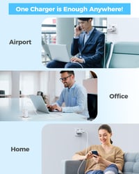 Nabíjačka TOPADRE 65W USB-C s káblom, 3-portová rýchlonabíjačka PD 3.0 PPS QC 4.0, kompatibilná s MacBook, iPad, iPhone, Samsung Galaxy, biela 6