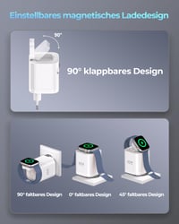 TOPADRE 65W USB-C Výsuvná sieťová nabíjačka s 3 portami pre Apple Watch iWatch s11/10/9/8/SE/Ultra MacBook iPad iPhone 17/16/15 Galaxy Rýchlonabíjačka biela 4