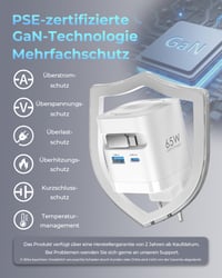 TOPADRE 65W USB-C Výsuvná sieťová nabíjačka s 3 portami pre Apple Watch iWatch s11/10/9/8/SE/Ultra MacBook iPad iPhone 17/16/15 Galaxy Rýchlonabíjačka biela 7