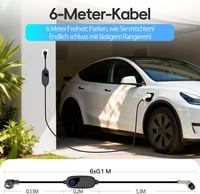 Cablu de încărcare TopAutoGear Type 2 Schuko 3,7 kW, monofazat, 6 m, 8-16 A, încărcător portabil pentru mașini electrice Model 3, Y, ID.3, MG4, Q4, GLA, Zoe 7