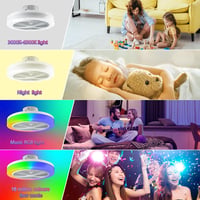 TOPBOS RGB Mennyezeti Ventilátor Lámpával, Távirányítós LED Világítás, Csendes Modern Mennyezeti Ventilátor 30W IP54 2