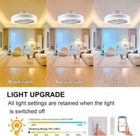 TOPBOS RGB Mennyezeti Ventilátor Lámpával, Távirányítós LED Világítás, Csendes Modern Mennyezeti Ventilátor 30W IP54 3