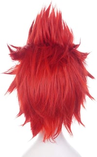 Perucă sintetică scurtă roșie Topcosplay pentru cosplay anime, cu plasă inclusă, pentru petreceri de Halloween și costume 2