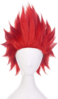 Perucă sintetică scurtă roșie Topcosplay pentru cosplay anime, cu plasă inclusă, pentru petreceri de Halloween și costume 1