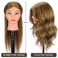 TopDirect 45 cm Gyakorló Fejmodell Fodrász Mannequin Világosbarna Hajformázáshoz Csipesszel 7