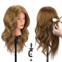 TopDirect 45 cm Gyakorló Fejmodell Fodrász Mannequin Világosbarna Hajformázáshoz Csipesszel 1