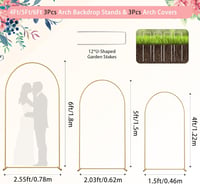 TopDirect Fém Esküvői Ívkészlet - 3 db Arany Lufiív Állvány (1,2m, 1,5m, 1,8m) Bézs Háttérborítással Esküvőre, Születésnapra, Rendezvényekre 2