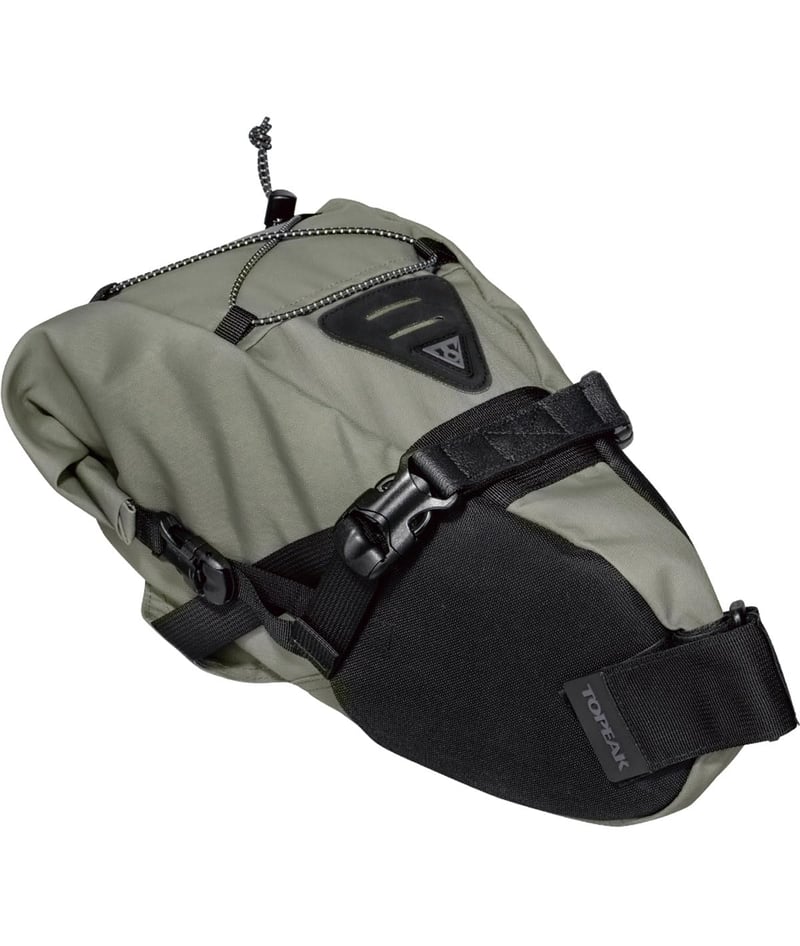 Cyklistická podsedlová taška Topeak BackLoader – vodoodolná, zelená, 6-litrová, s vnútorným vodotesným vakom, bikepacking taška