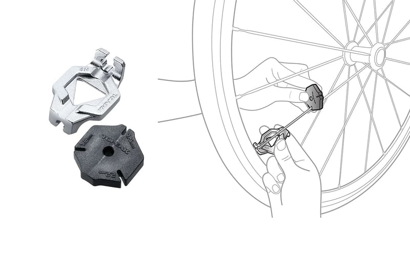 Cheie pentru spițe Topeak DuoSpoke M7/M9, unealtă pentru bicicletă, oțel, compatibilă cu Mavic, gri