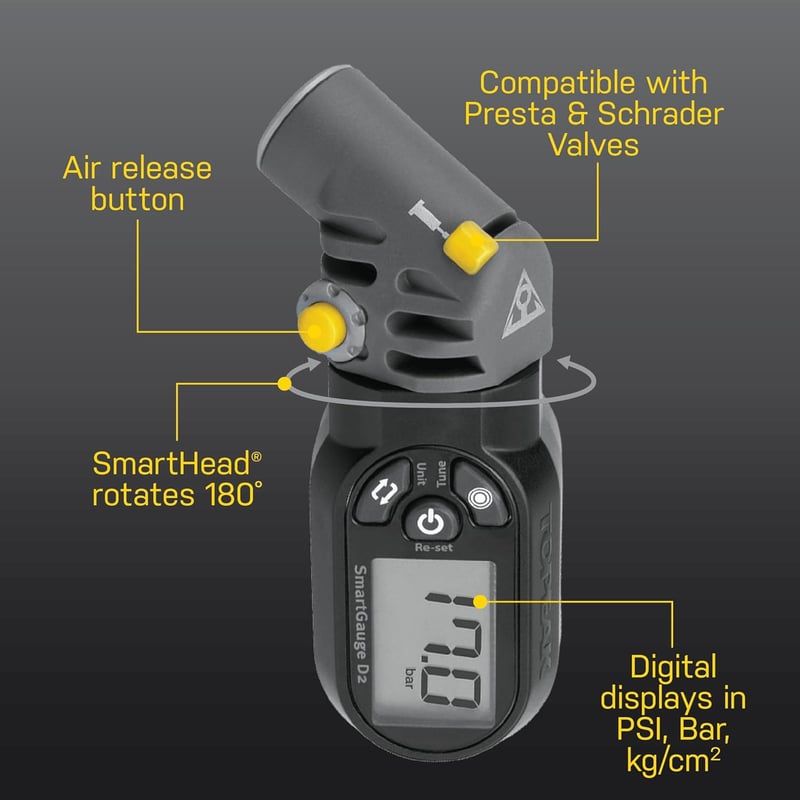 Topeak Smart D2 digitális nyomásmérő kerékpárhoz fekete