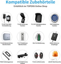 TOPENS AT1202 Automata Kétszárnyú Kapunyitó - 5,5m vagy 400kg Szárnyanként - 2 Távirányítóval - Elektromos Kapumozgató Rendszer 8