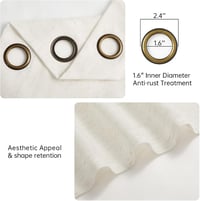 Set de perdele scurte Topfinel bej, semitransparente, cu aspect de in și bumbac natural, cu inele, 2 bucăți, 145x140 cm, pentru bucătărie sau dormitor, stil boho 5