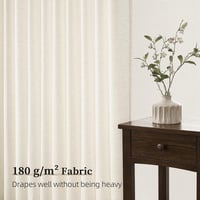Set de perdele scurte Topfinel bej, semitransparente, cu aspect de in și bumbac natural, cu inele, 2 bucăți, 145x140 cm, pentru bucătărie sau dormitor, stil boho 4