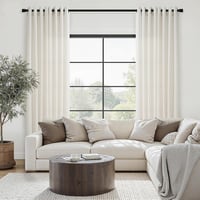 Set de perdele scurte Topfinel bej, semitransparente, cu aspect de in și bumbac natural, cu inele, 2 bucăți, 145x140 cm, pentru bucătărie sau dormitor, stil boho 6