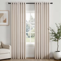 Topfinel zavjesa s efektom lana boje slonovače, bež, s metalnim prstenovima 140x240 cm, poluprozirni voal, moderne zastori, 2 komada za dnevni boravak, spavaću sobu, balkon, dječju sobu 9