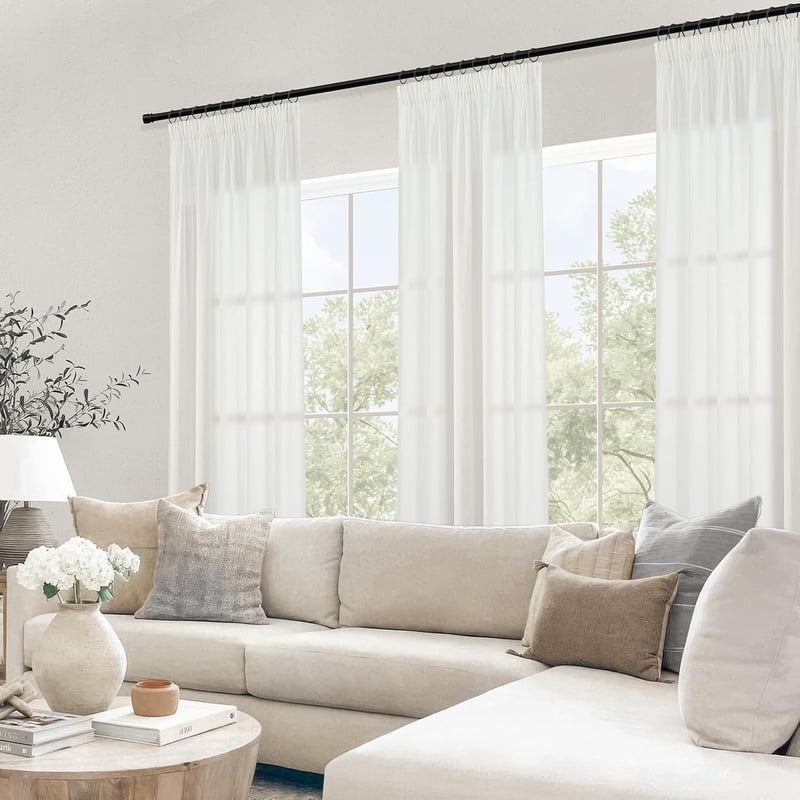 Topfinel fehér lenvászon függöny 225x140 cm modern hálószoba nappali boho stílusú félig átlátszó sínrendszerre