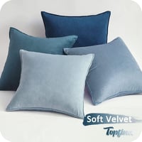 Topfinel Kék Bársony Párnahuzat Szett 50x50 cm - 4 db Színátmenetes Puha Dekorációs Huzat Kanapéra, Nappaliba, Gyerekszobába - Cipzáras, Mos 7