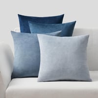 Topfinel Kék Bársony Párnahuzat Szett 50x50 cm - 4 db Színátmenetes Puha Dekorációs Huzat Kanapéra, Nappaliba, Gyerekszobába - Cipzáras, Mos 1