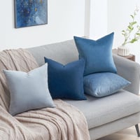 Topfinel Kék Bársony Párnahuzat Szett 50x50 cm - 4 db Színátmenetes Puha Dekorációs Huzat Kanapéra, Nappaliba, Gyerekszobába - Cipzáras, Mos 3