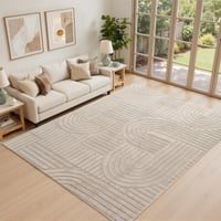 Moderný koberec do obývačky Topfinel Taupe 200x290 cm s 3D vlnovým efektom, umývateľný, s krátkym vlasom, veľký, mäkký, huňatý, protišmykový, vhodný do spálne, jedálne a kancelárie, jednofarebný koberec s kožušinovým efektom 1