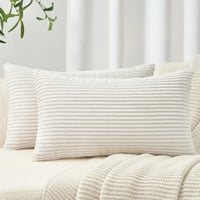 Topfinel obliečka na vankúš 30x60 cm krémová menčestrová 2 ks pruhovaná dekoračná obliečka na vankúš na pohovku do obývačky 1