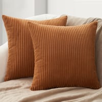 Topfinel Husă de pernă 40x40 cm, portocaliu caramel de toamnă, set de 2 huse decorative din catifea reiat pentru canapea, pat, living și camera copiilor 1