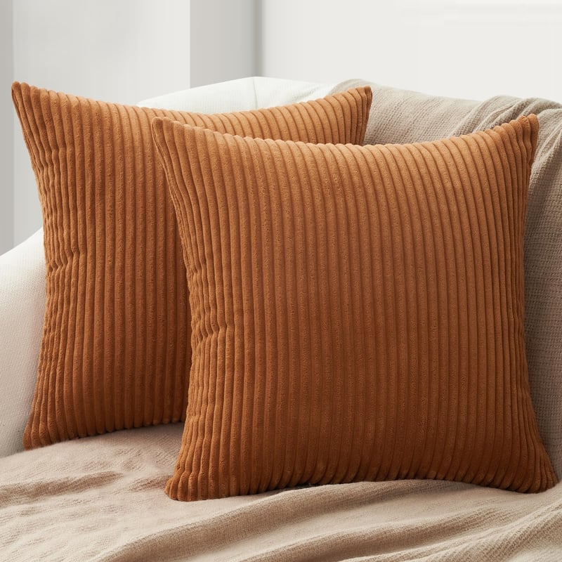 Topfinel Husă de pernă 40x40 cm, portocaliu caramel de toamnă, set de 2 huse decorative din catifea reiat pentru canapea, pat, living și camera copiilor