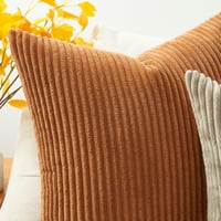 Topfinel Husă de pernă 40x40 cm, portocaliu caramel de toamnă, set de 2 huse decorative din catifea reiat pentru canapea, pat, living și camera copiilor 3