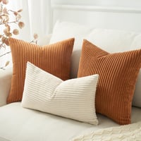Topfinel Husă de pernă 40x40 cm, portocaliu caramel de toamnă, set de 2 huse decorative din catifea reiat pentru canapea, pat, living și camera copiilor 4