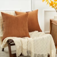 Topfinel Husă de pernă 40x40 cm, portocaliu caramel de toamnă, set de 2 huse decorative din catifea reiat pentru canapea, pat, living și camera copiilor 6