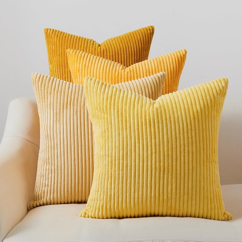 Topfinel Párnahuzat 45x45 cm 4 db Kordbársony Sárga Dekoratív Kanapé