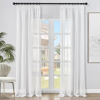 Topfinel Voile Függöny Lenvászon Hatás Fehér 140x245cm 2db Szett Nappali Hálószoba 1