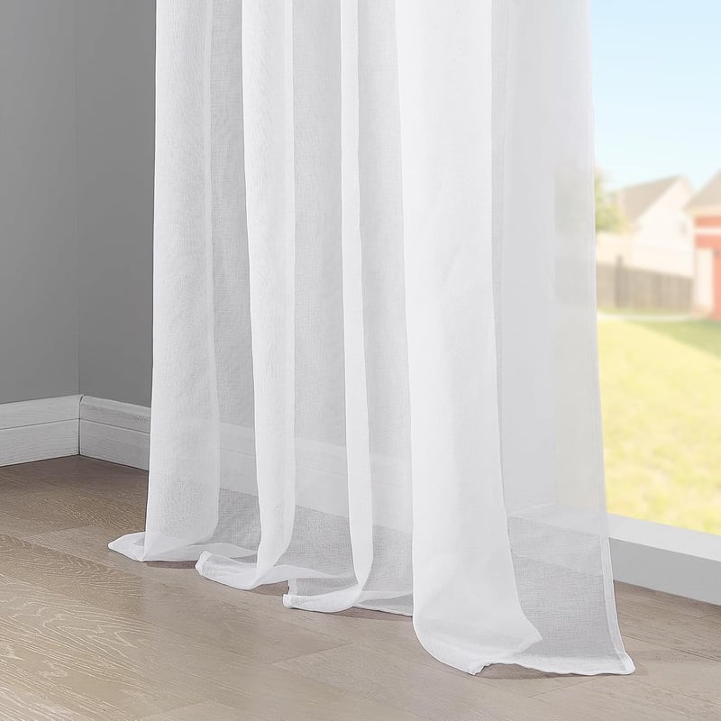 Topfinel Voile Függöny Lenvászon Hatás Fehér 140x245cm 2db Szett Nappali Hálószoba