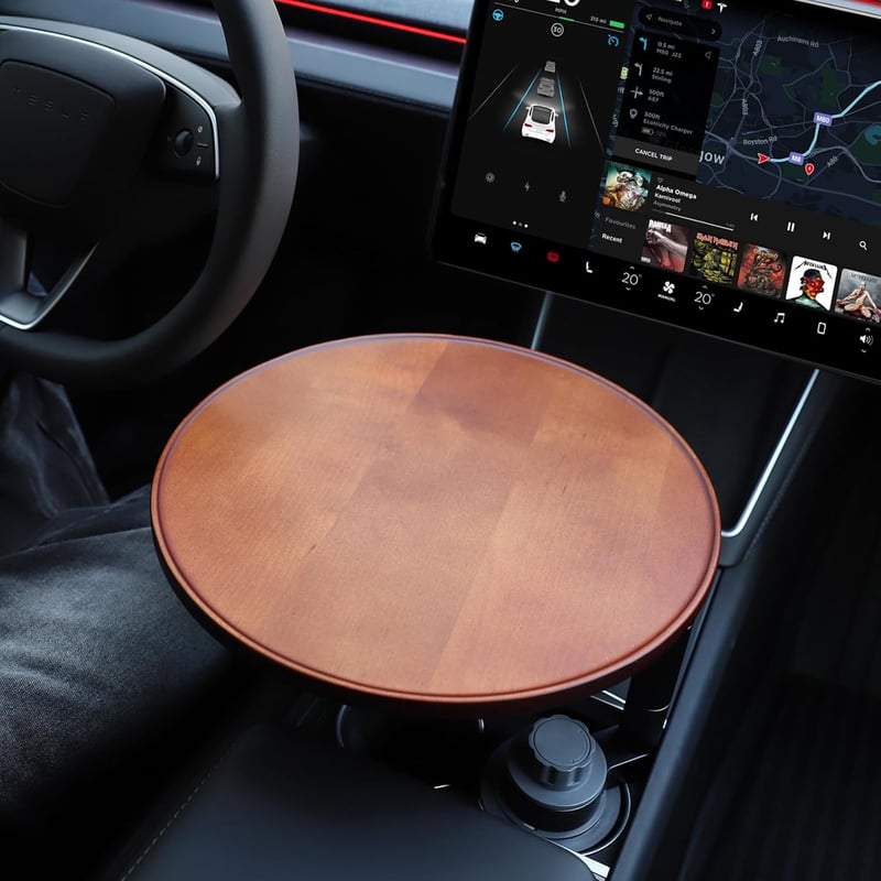 Topfit autós asztal laptop tartóval 360° forgatható pohártartó Tesla Model Y/3/S